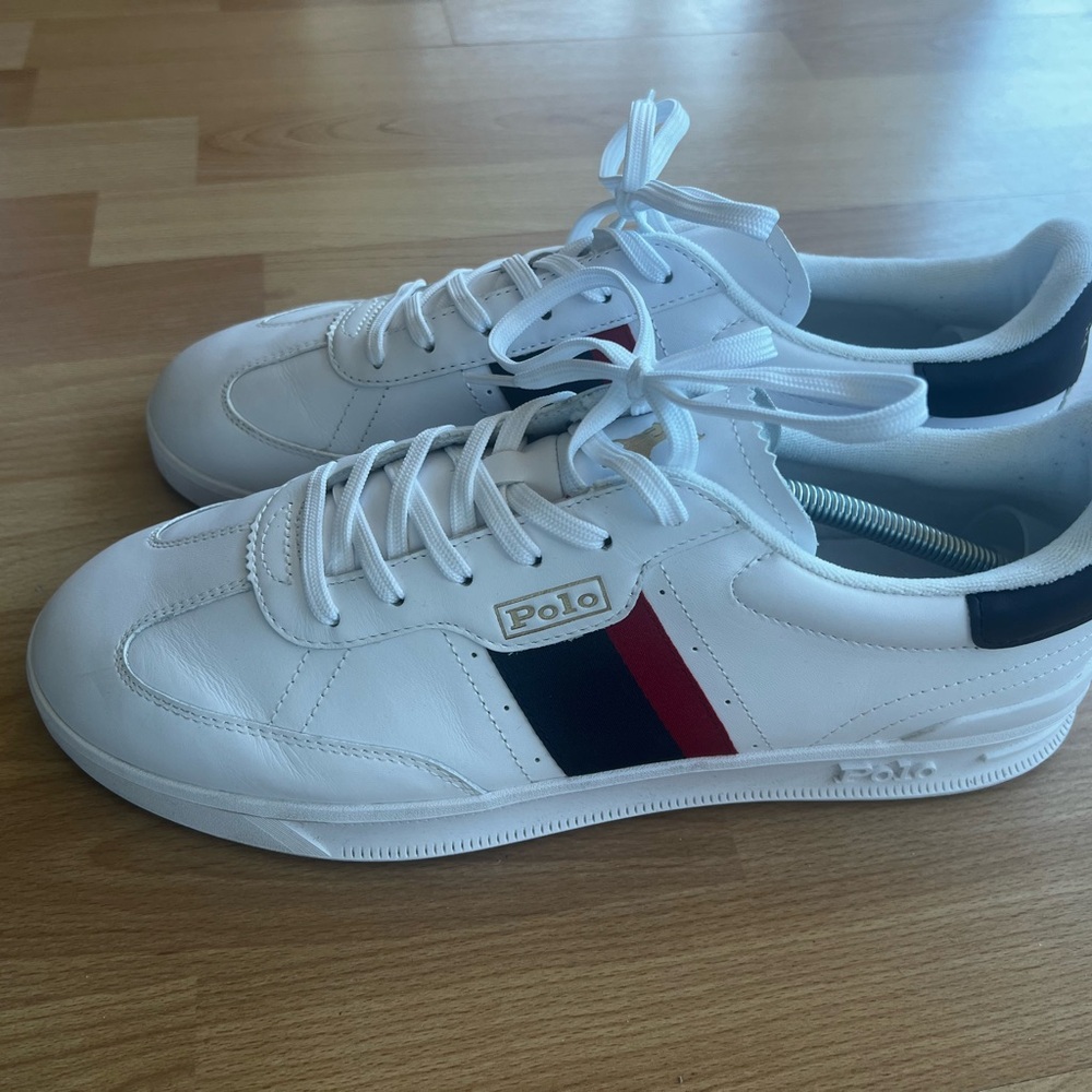 Polo Ralph Lauren white flat sneakers / tennis shoes never worn
